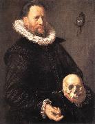 HALS, Frans Portrait of a Man Holding a Skull s Germany oil painting artist